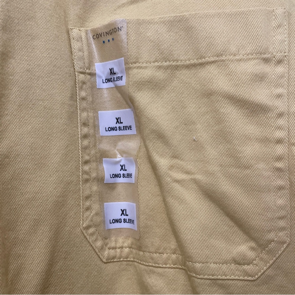 Covington men’s XL long sleeved 100% cotton shirt. Color is yellow. New with tag - Picture 3 of 12